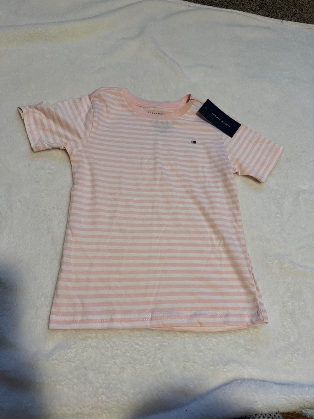 Tommy Hilfiger Light Pink & White Striped Short Sleeve Tee